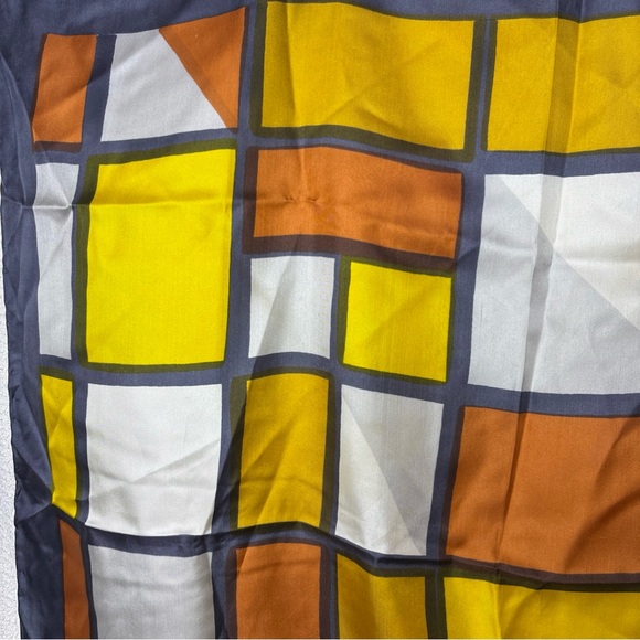 Yves Saint Laurent Geometric Yellow and Orange Scarf - Picture 9 of 10